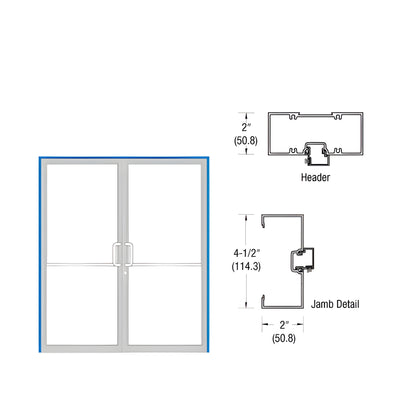 CRL-U.S. Aluminum White KYNAR® Paint 2" x 4-1/2" Open Back Up and Over Frame for Pair of Doors Prepped for Pair Butt Hinges and Flush Bolts