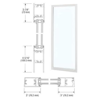 CRL-U.S. Aluminum White KYNAR® Paint Custom Blank Single Series 250T Narrow Stile Offset Hung Thermal Entrance Door - No Prep