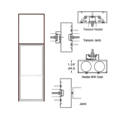 CRL-U.S. Aluminum Bronze Black Anodized Custom Sized Series 450 Transom Single Door Frame