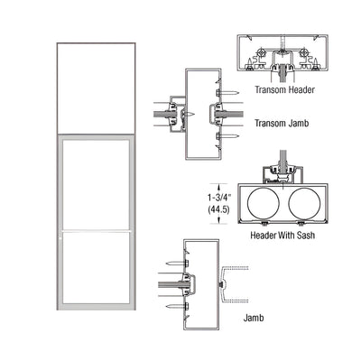 CRL-U.S. Aluminum Clear Anodized Custom Sized Series 450 Transom Single Door Frame