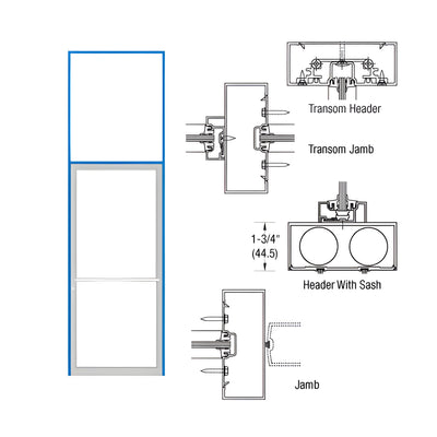 CRL-U.S. Aluminum Custom Sized and Custom KYNAR® Paint Series 450 Transom Single Door Frame