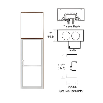 CRL-U.S. Aluminum Dark Bronze/Black Anodized Class 1 Custom Size Series IT451 Open Back Offset Pivot Transom Door Frame Complete (1FT)