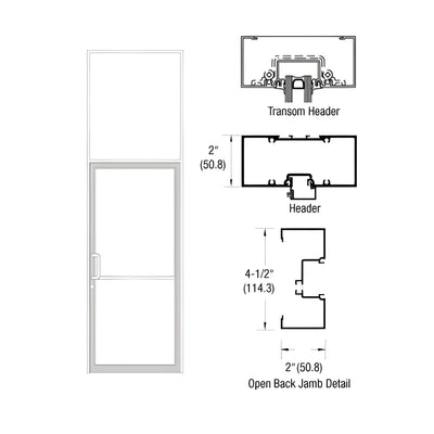 CRL-U.S. Aluminum White KYNAR® Paint 38" x 126" Series IT451 Open Back Offset Pivot Transom Door Frame Complete (1FT)