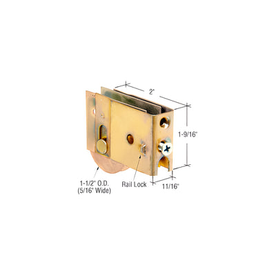 CRL 1-1/2" Steel Ball Bearing Sliding Glass Door Roller With 11/16" Wide x 1-9/16" High Housing