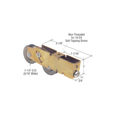 CRL 1-1/4" Tandem Steel Sliding Glass Door Roller with 3/4" Wide Housing