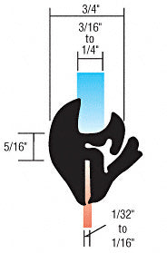 CRL One-Piece Self-Sealing Universal Weatherstrip 1/32" to 1/16" Panel - 3/16" to 1/4" Glass