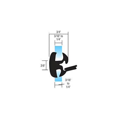 CRL One-Piece Self-Sealing Universal Weatherstrip 3/16" to 1/4" Panel