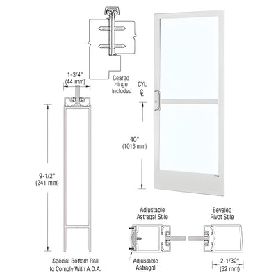 CRL-U.S. Aluminum White KYNAR® Paint 250 Series Narrow Stile Active Leaf of Pair 3'0 x 7'0 Offset Hung with Geared Hinged Complete Panic Door with Standard Panic and 9-1/2" Bottom Rail