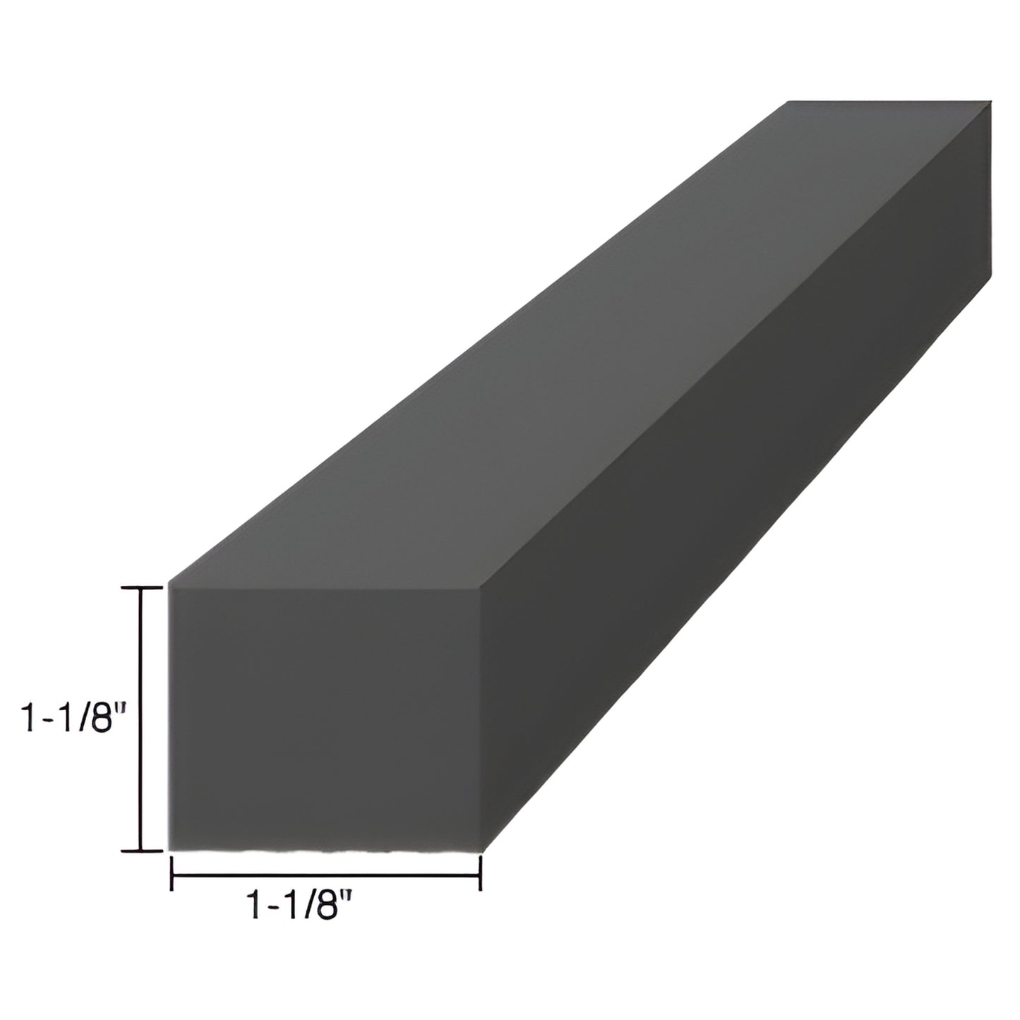 Black EPDM rectangular glazing setting block, 4" long x 1-1/8" square cross-section (SKU SBEP8)