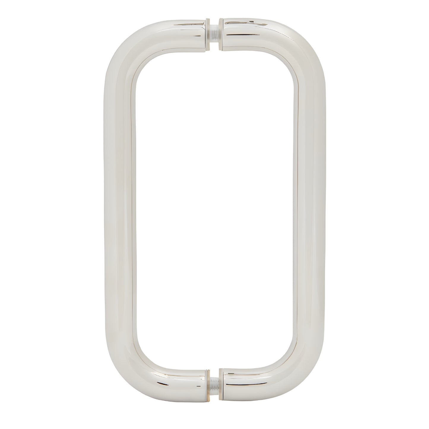 Polished nickel back-to-back tubular pull handle for glass doors, 3/4 diameter, 8 c-c (SKU BMNW8X8PN)