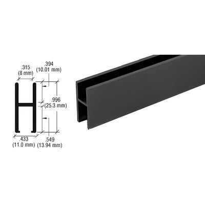 CRL Flat Black Aluminum H-Bar Replacement for Glass Door Track