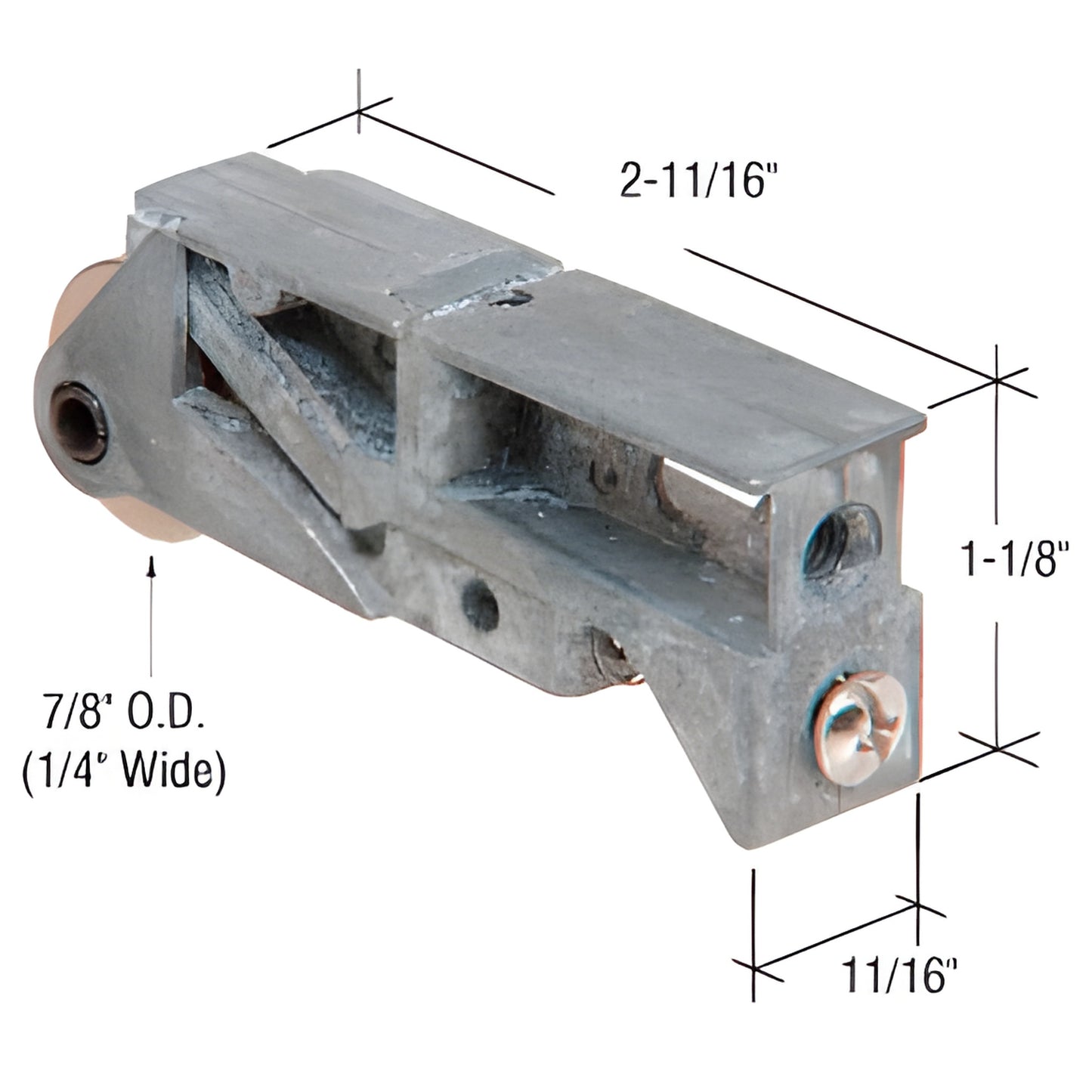 D1962 adjustable sliding glass door roller assembly - aluminum diecast housing with 7/8" steel ball bearing roller