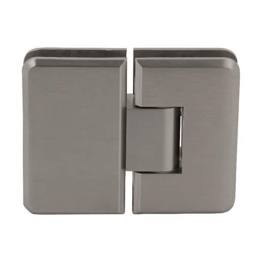 CRL Brushed Nickel 180° Glass-to-Glass Plymouth Hinge for seamless shower doors.