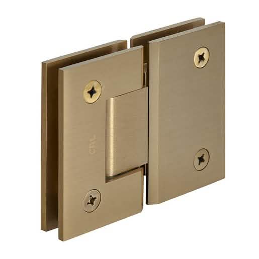 Brushed Bronze Glass-to-Glass Hinge: CRL Geneva 180 Series, 180° Standard Hinge.
