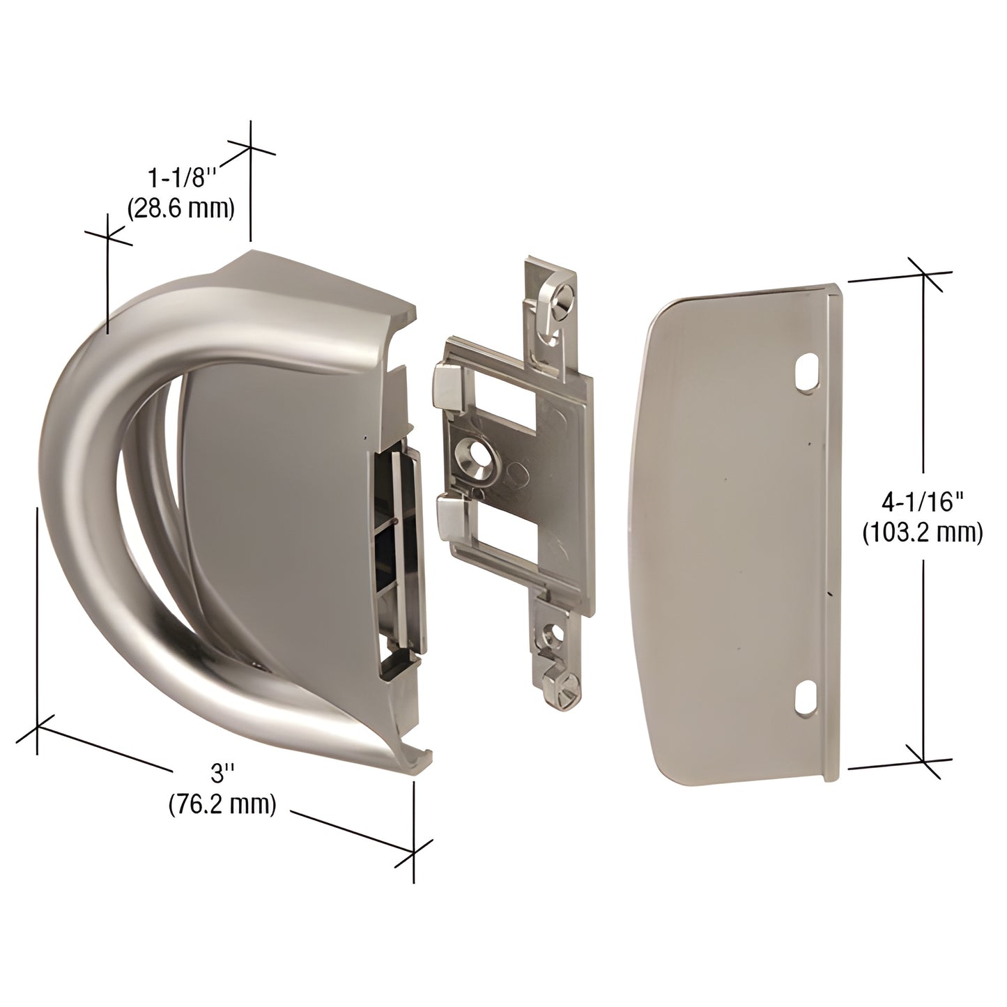 WH35415 diecast sash lock set in brushed nickel for U.S. Aluminum 8200 Series sliding windows