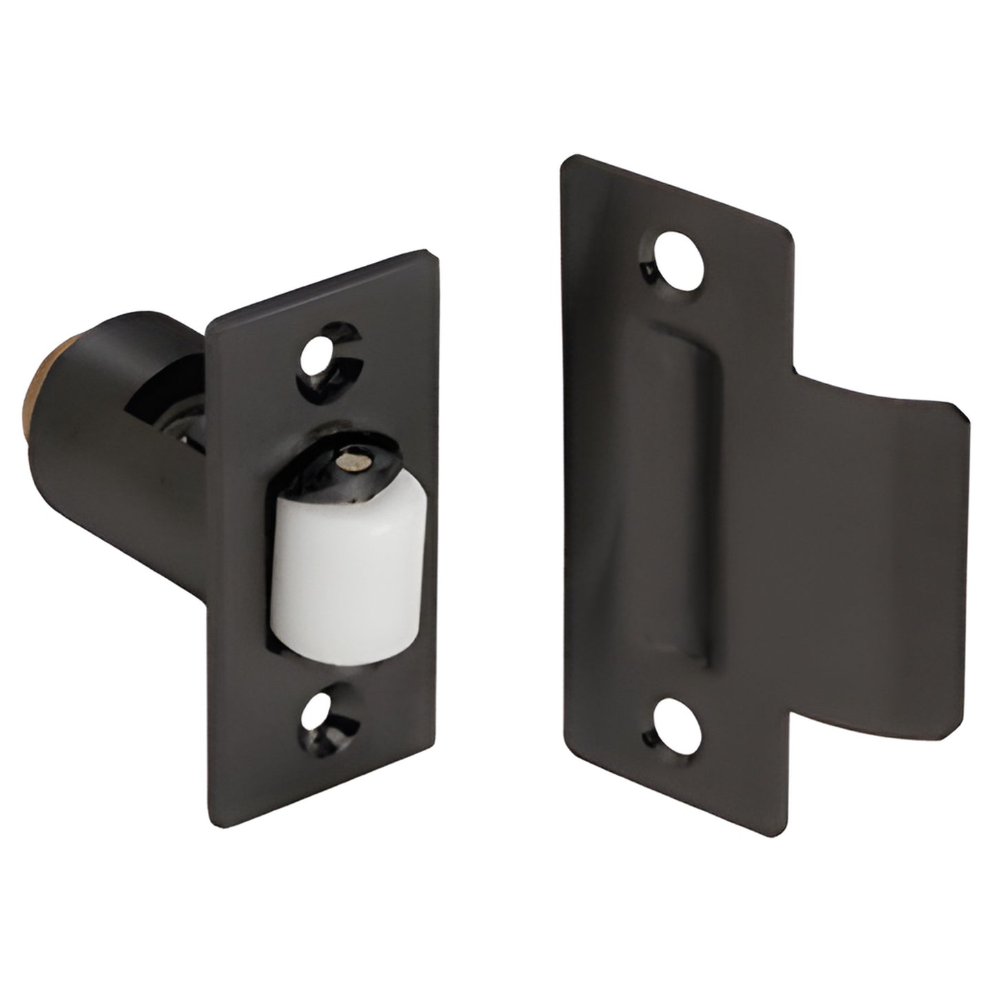 RL3210B antique bronze reversible roller catch deadlatch with white nylon roller and strike plate