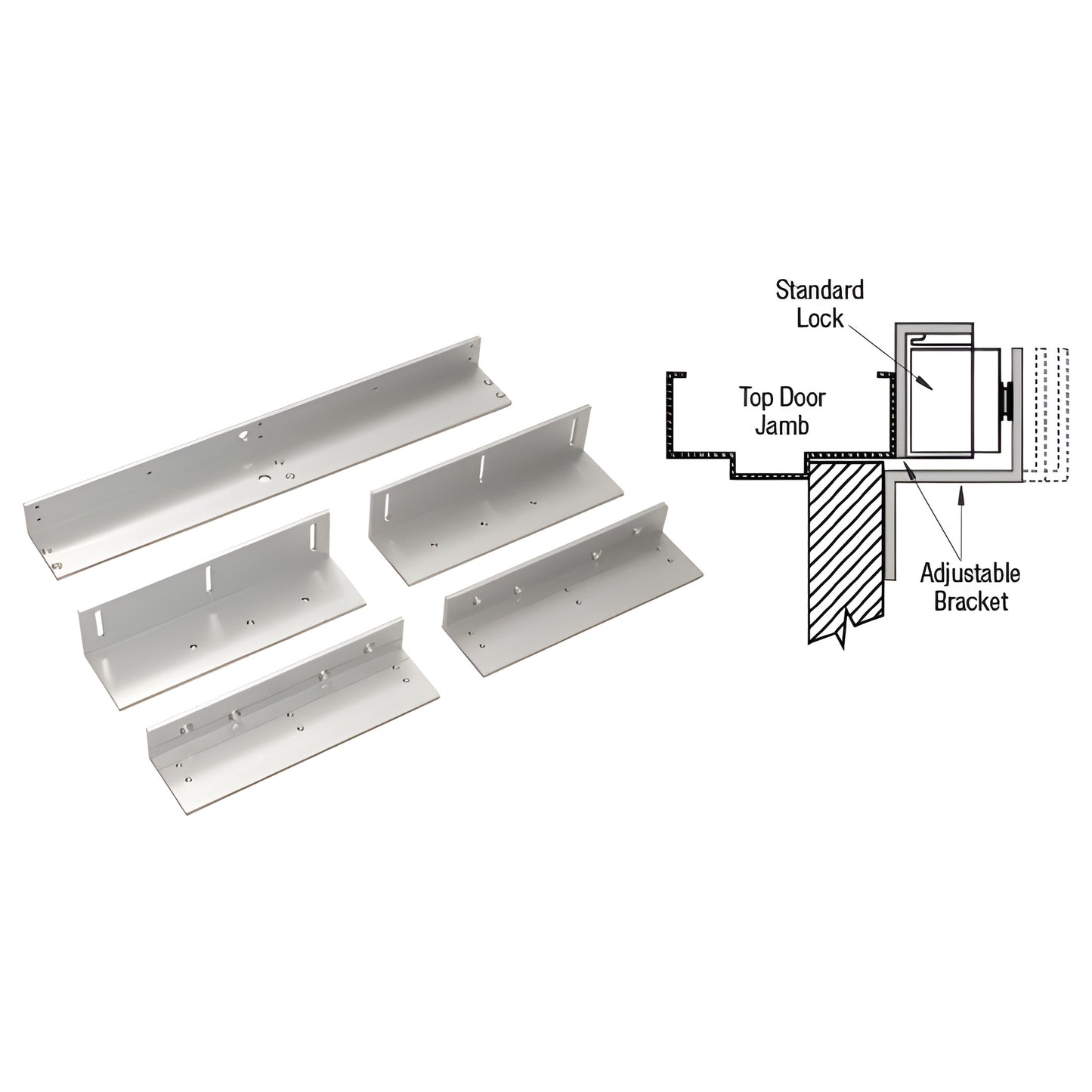 SDC SDCTJ2 satin anodized top-jamb adjustable mounting brackets for magnetic locks