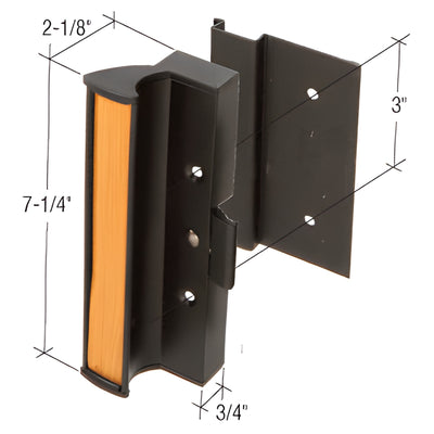 CRL Black Clamp-Style Surface Mount Door Handle, 3" Screw Spacing