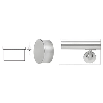 CRL 1 in Polished Stainless Steel Flat End Cap for Round Tubing