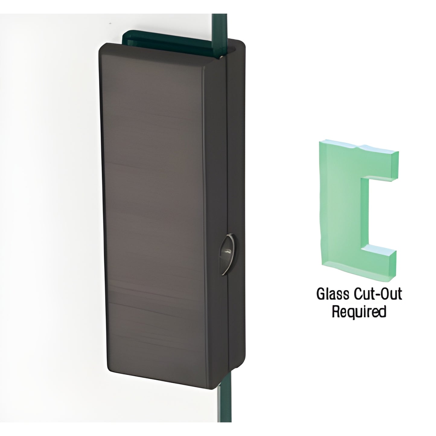 Black bronze anodized low-profile glass keeper for 1/2 in (12 mm) tempered glass, DTK36DU