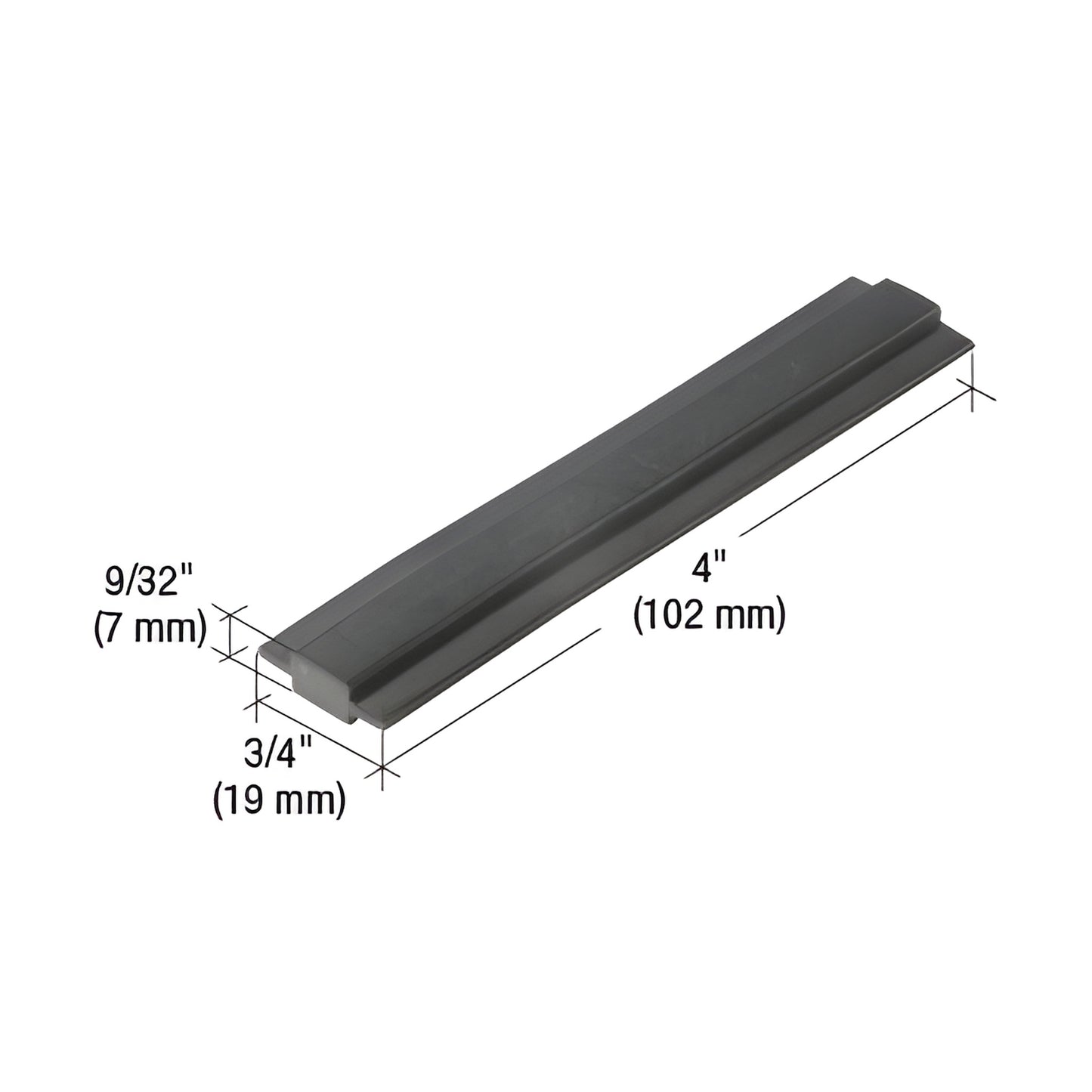 SB220 black extruded aluminum glazing stop, 4 in 3/4 in (102 19 mm), for 1/4 in (6 mm) glass, 100 per pack