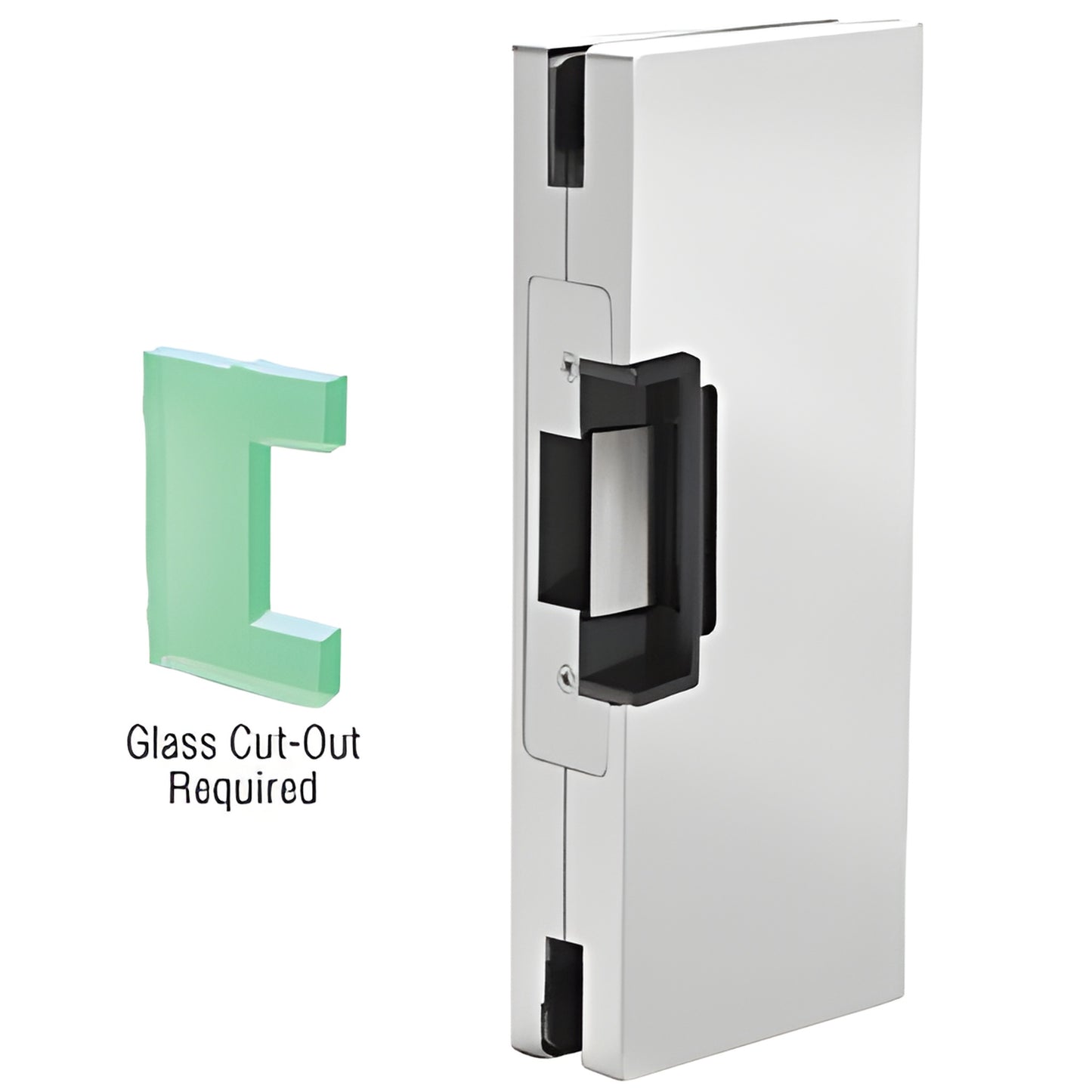 Satin anodized glass keeper DLER410SC, right-hand 4 10 center lock for 1/2" tempered glass.