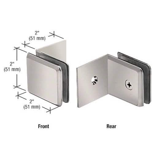 CRL Brushed Nickel Fixed Panel Beveled Clamp with Large Leg - Sleek and Durable Design