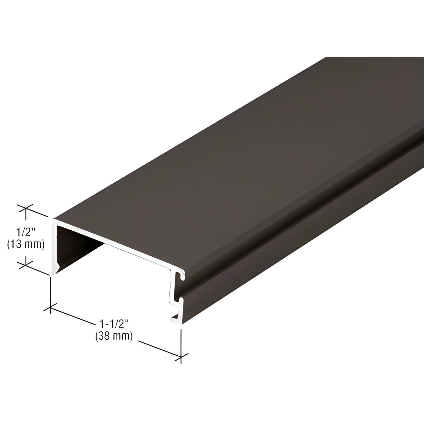 CRL U.S. Aluminum extrusion profile, black bronze anodized, 1-1/2 in x 1/2 in (38 x 13 mm) - SKU 1G14622