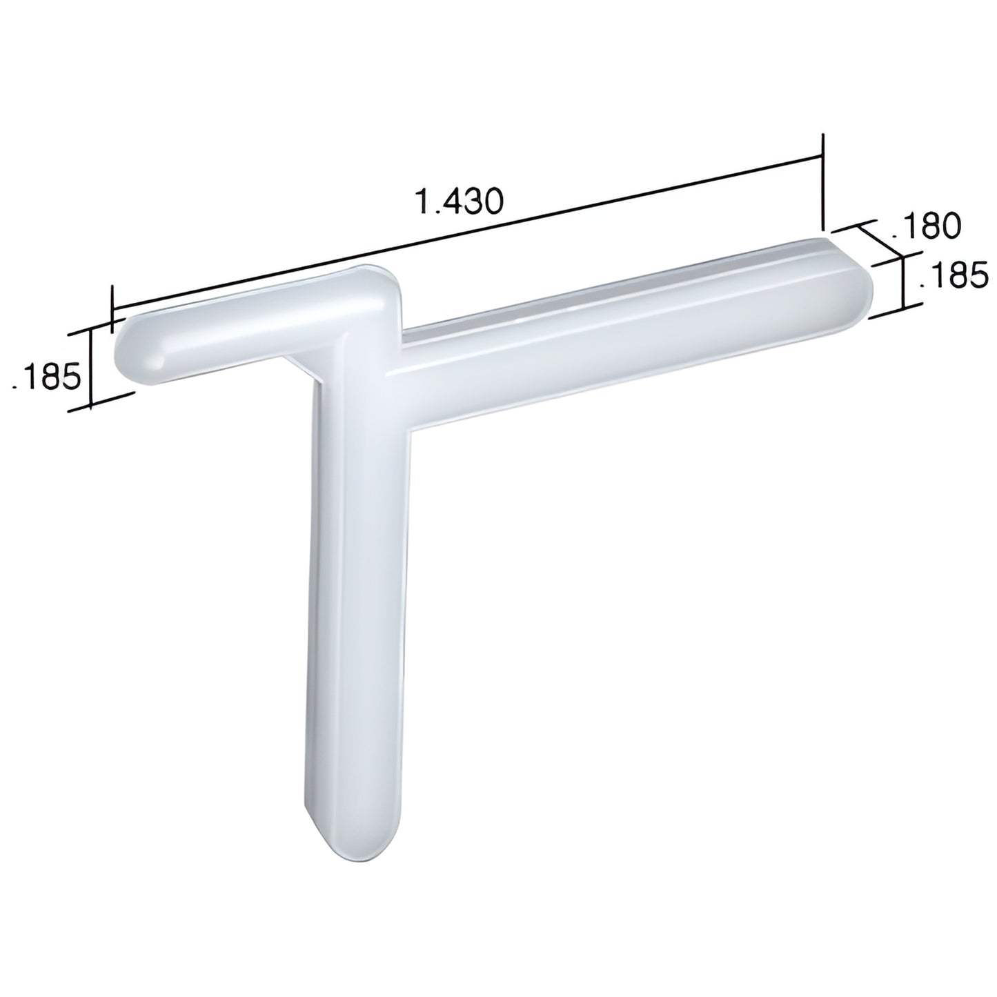 White molded nylon T-shaped swivel key for storm windows (SKU SK360K), 1.43 inch length.