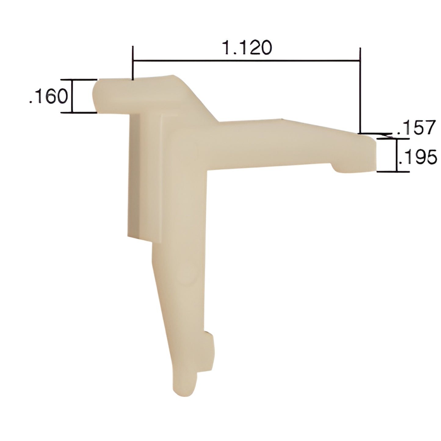 SK215K molded nylon storm window swivel key, beige plastic corner key with projecting pin