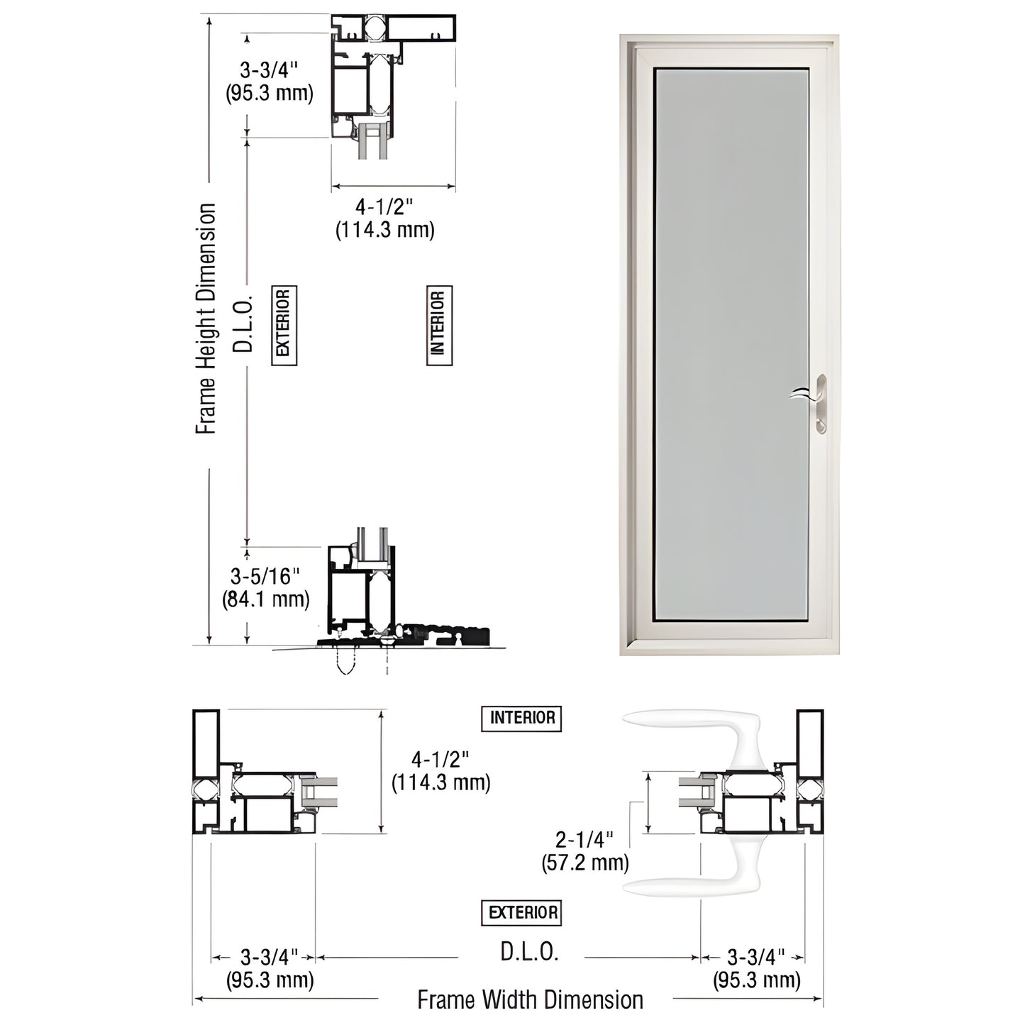 Series 925 white Kynar thermally broken single patio door, outswing, accepts 1" IG, five-point lock. SKU PL91552R0