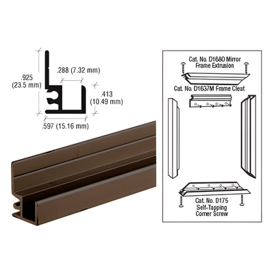 CRL Duranodic Bronze DIY Mirror Frame Extrusion - Mirror Trim