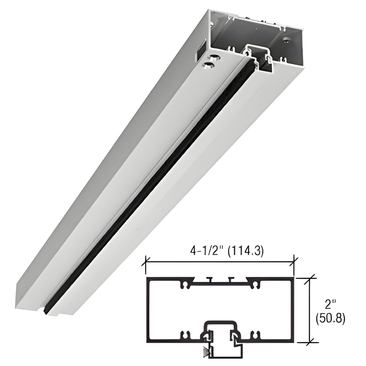 36" clear anodized offset pivot door header with weatherstrip and snap-in door stop.