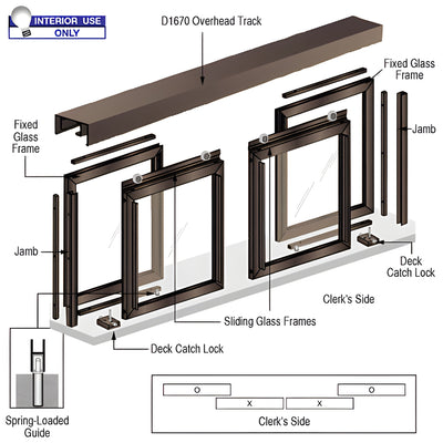 ** CRL Horizontal Sliding Diane Model Pass-Thru Assembly With D1670 Header