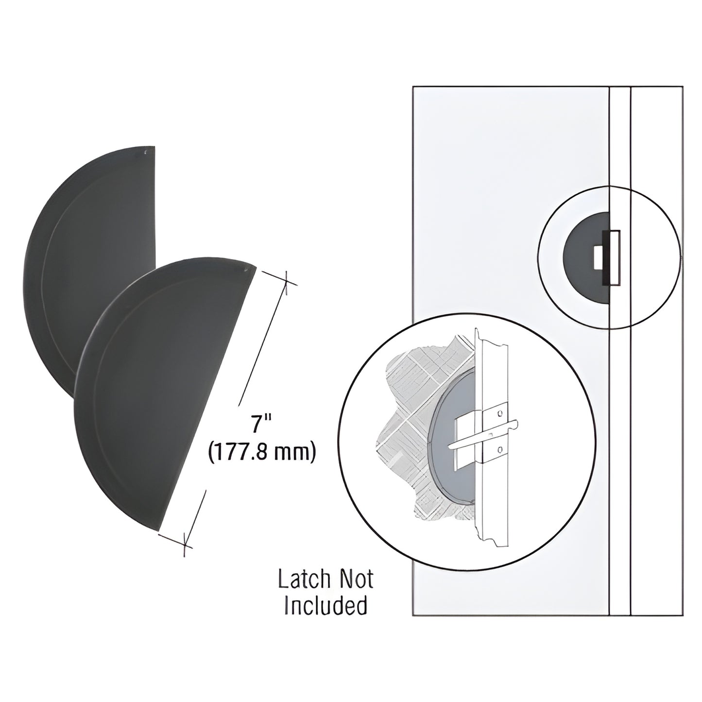 CRL A141 black plastic snap on screen door handle protector, two-piece set, 7 in (177.8 mm)