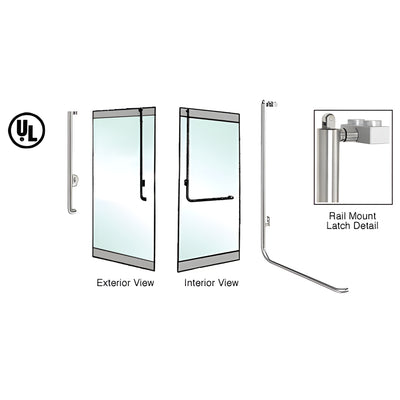 CRL-Blumcraft® Brushed Stainless Left Hand Reverse Rail Mount Keyed Access J-Exterior, Top Securing Panic Handle