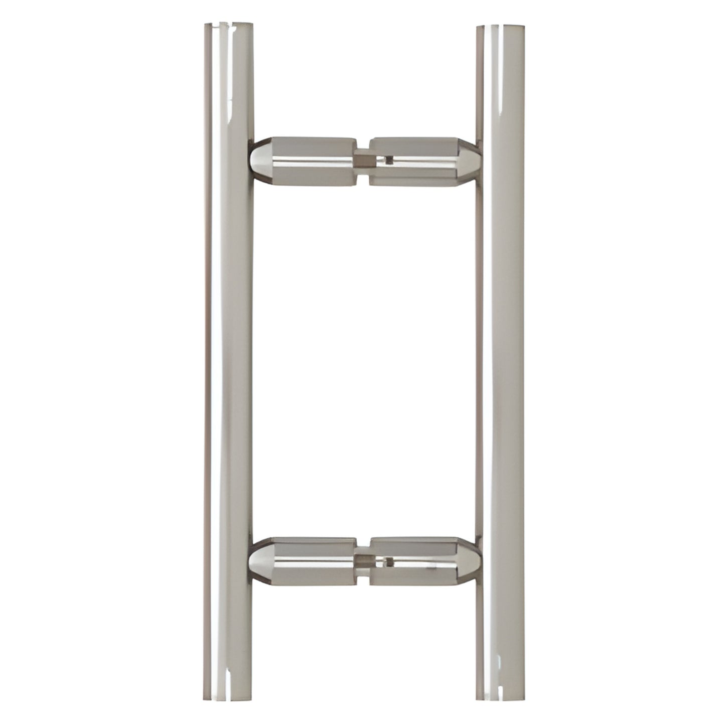LP6X6CH polished chrome ladder-style shower door pull, 6" center, 3/4" brass tubing, back-to-back glass mount