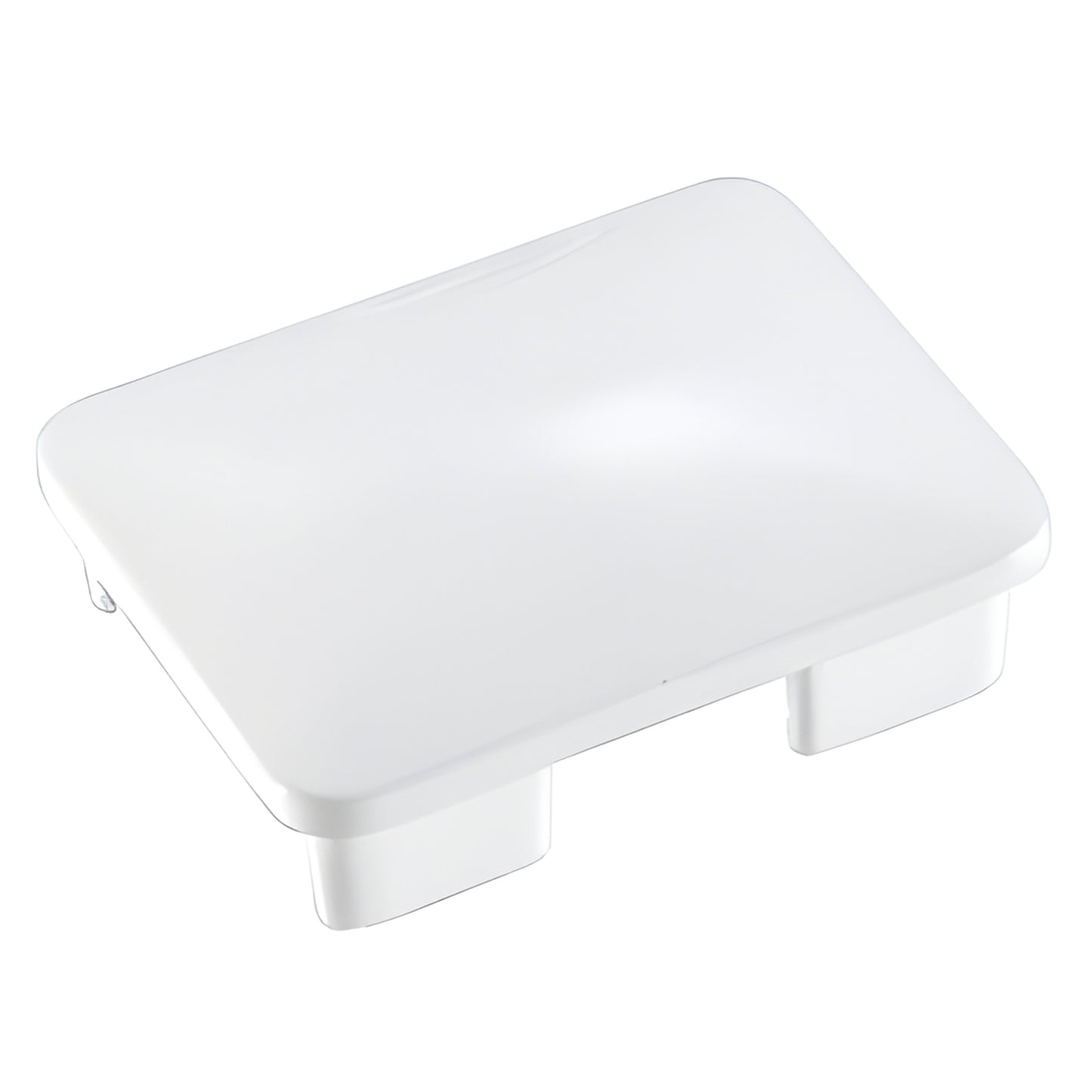 Sky White rectangular aluminum post top cap (SKU PC1EWW), slip-in design for railing posts.