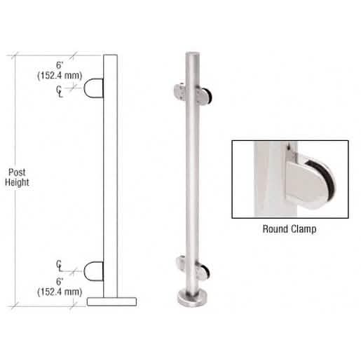 CRL Polished Stainless Steel 42" Glass Clamp 180° Center Post Railing Kit - Image 1