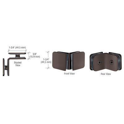 CRL Oil Rubbed Bronze 90 Degree Traditional Style Glass-to-Glass Clamp