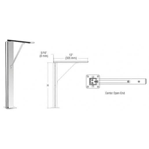 CRL Polished Stainless Center 24" Sneeze Guard Post with Top Shelf - Plaza Series
