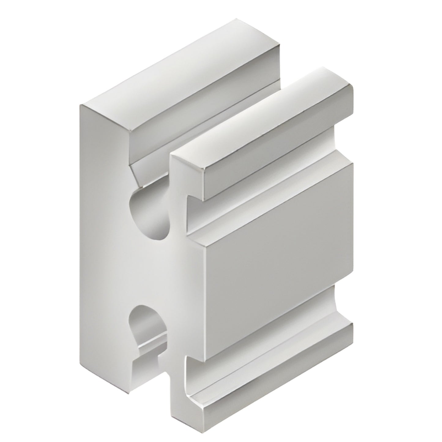 AP004 mill finish aluminum glazing block for 1 5/16 in (33 mm) glass, includes screw holes.