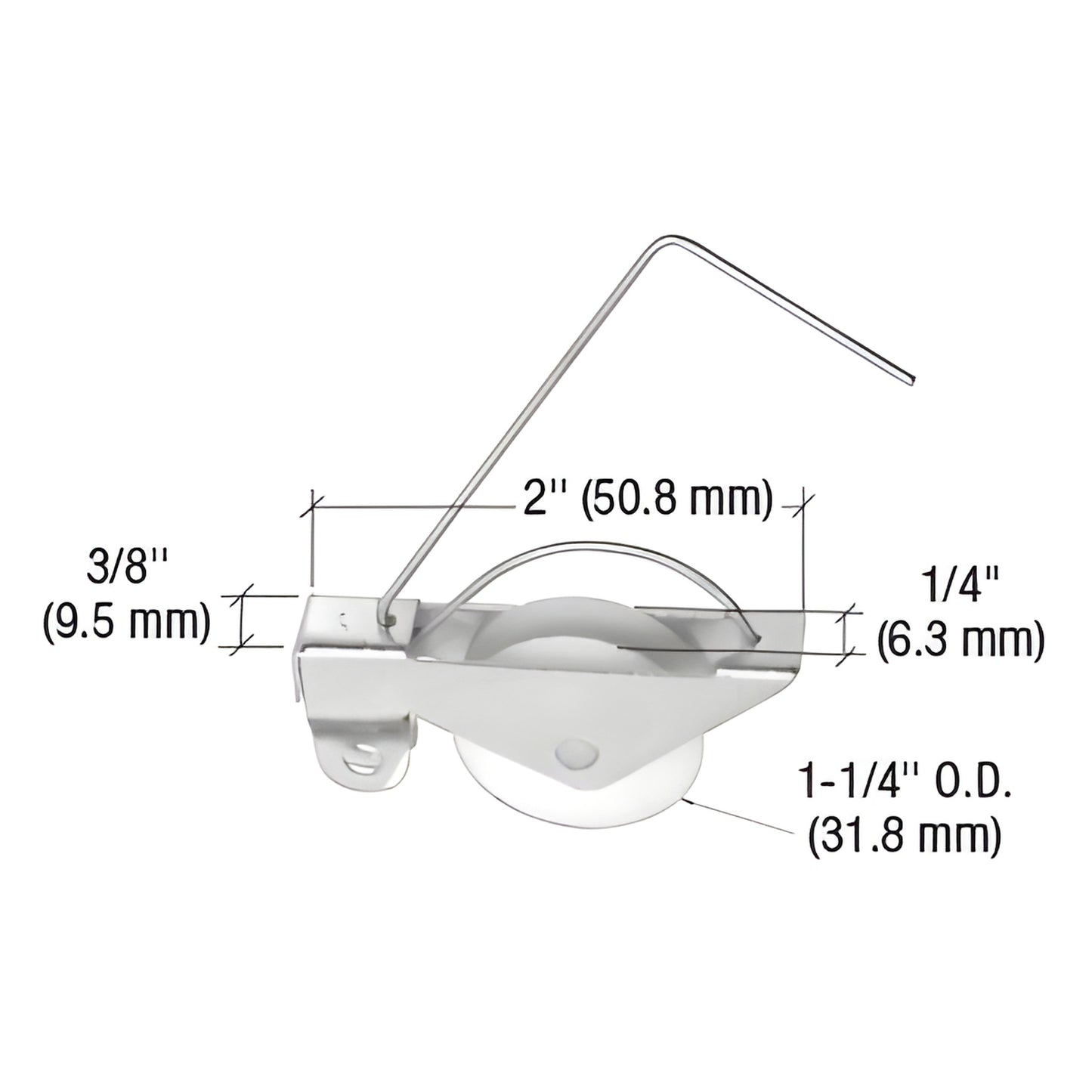 B515 spring tension roller assembly - steel housing, 1-1/4 nylon concave wheel, 2 length, pack of 2