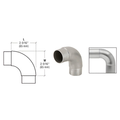 CRL Brushed Stainless EZ Radius 90° Corner Fitting for 1-1/2" Tubing
