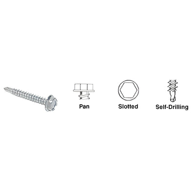CRL #12 x 2" Hex Washer Head Self-Drilling Screws for Sheet Metal
