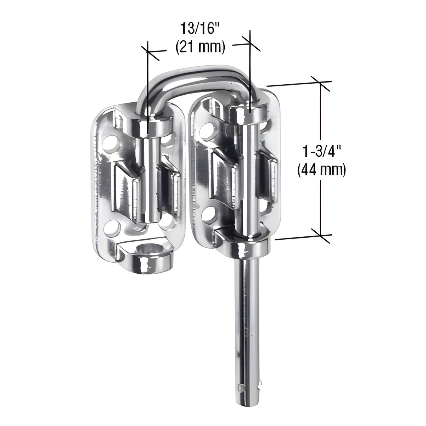 S4380 stainless steel sliding door loop lock with diecast bracket and keeper, 13/16" loop, 1-3/4" plate