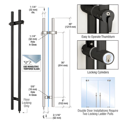 CRL Matte Black 48 in Locking Ladder Door Pull