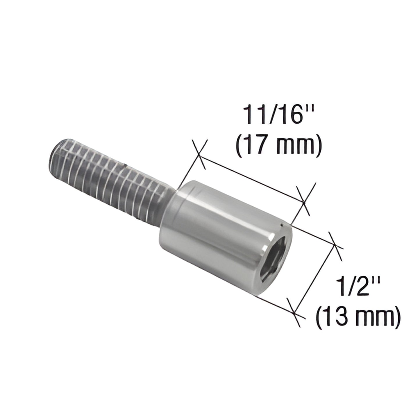 Stainless steel CRL Short Stop replacement bumper post (SKU ESK01), threaded stem and 1/2" x 11/16" cylindrical head.
