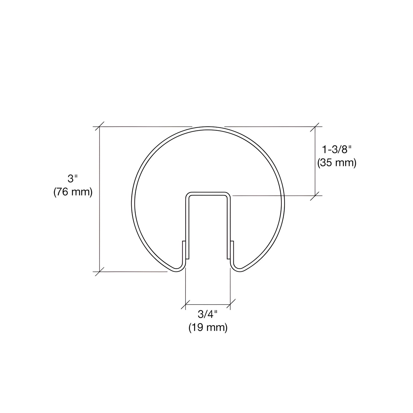 GR30BS brushed stainless 3 in. diameter hollow cap rail with welded internal channel, 120 in length