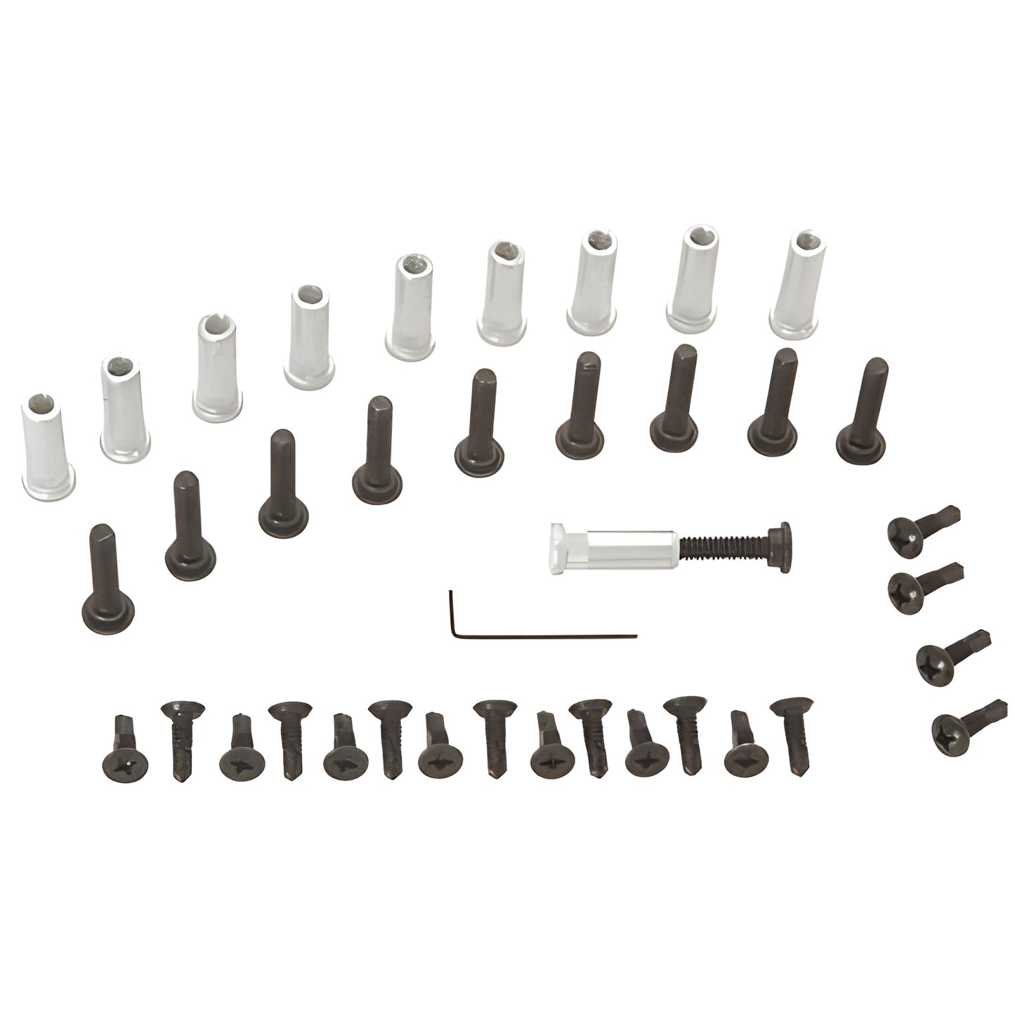 CRL RSP100DU replacement screw pack - dark bronze screws, white sleeves and hex key for 83" continuous geared hinges